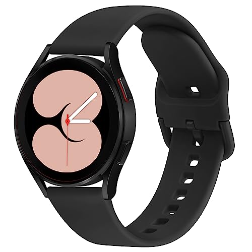 Amzpas für Samsung Galaxy Watch 4 Armband 40mm 44mm,Galaxy Watch 4 Classic Armband 42mm 46mm,20mm Neues Silikon Sport Ersatzarmbänder für Samsung Galaxy Watch 4 Damen Herren (Schwarz) von Amzpas