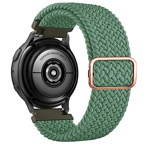 Amzpas für Samsung Galaxy Watch Active 2 40mm 44mm Armband Damen Herren,Nylon 20mm Verstellbares Geflochtenes Ersatzarmbänder für Samsung Galaxy Watch Active 40mm 44mm Armband (Grün) von Amzpas