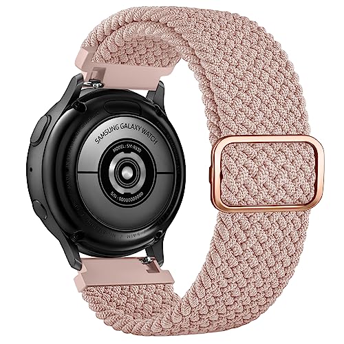 Amzpas für Samsung Galaxy Watch Active 2 40mm 44mm Armband Damen Herren,Nylon 20mm Verstellbares Geflochtenes Ersatzarmbänder für Samsung Galaxy Watch Active 40mm 44mm Armband (Rosa) von Amzpas