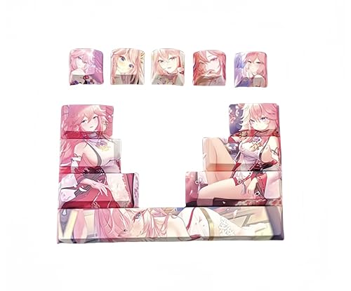 Japanische Anime-Tastaturkappe, Tastaturkappen, 12 Tasten, mechanische Gaming-Tastatur, benutzerdefiniertes PBT-OEM-Profil, Tastaturkappen individuell, Tastaturkappen Anime, Gens Impact, (Yae Miko) von Amzsupziyi