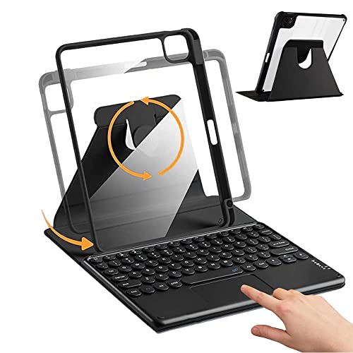 AnMengXinLing iPad 10. Generation Tastaturhülle 10 Zoll 2022 – Drehbares Smart Cover mit abnehmbarem Multi-Touch Trackpad Tablet Tastatur – iPad 10. Generation Tastaturhülle mit Stifthalter (schwarz) von AnMengXinLing