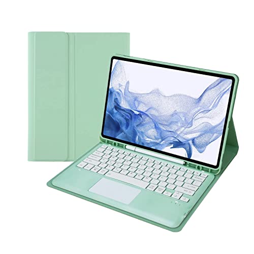 Tastaturhülle für Samsung Tab S9 (SM- X710/716B/718U) – Touchpad, abnehmbare Tastatur mit S-Stifthalter, Abdeckung für Galaxy Tab S9 2023 Tablet (11 Zoll), Minzgrün von AnMengXinLing