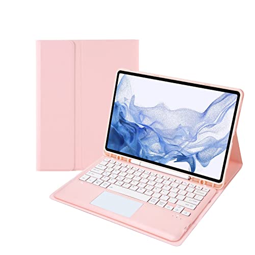Tastaturhülle für Samsung Tab S9 Plus 12,4 Zoll Tablet 2023 – Touchpad abnehmbare Tastatur mit S-Stifthalter Abdeckung für Galaxy S9+ Tablet SM-X810/X816B/X818U (Pink) von AnMengXinLing