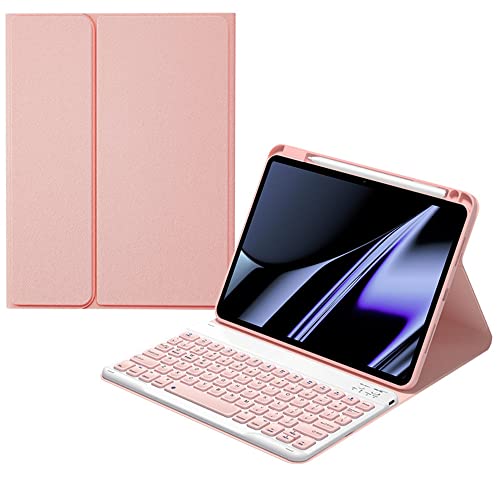 iPad Air 5 / iPad Air 4 Tastaturhülle mit Stifthalter, weiche Abdeckung mit magnetisch abnehmbarer Bluetooth-Tastatur für 27,7 cm (11 Zoll) iPad Air 5. Generation/iPad Air 4. Generation, Rosa von AnMengXinLing