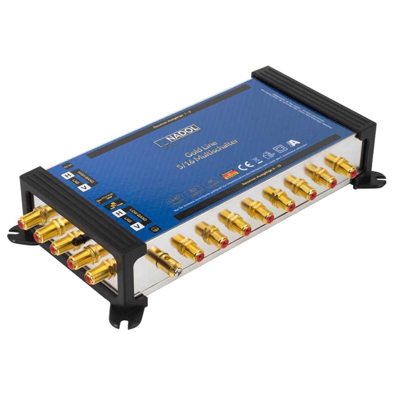Anadol Goldline 5/16 Multischalter 1 Satellit 16 Ausgänge 21 x vergoldete F-Stecker Anadol Goldline 5/16 Multischalter 1 Satellit 16 Ausgänge 21 x vergoldete F-Stecker von Anadol