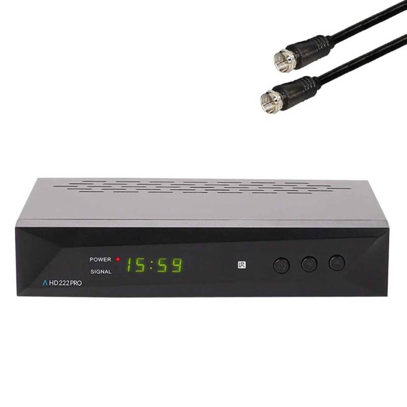 Anadol HD 222 Pro Full HD 1080p HDMI USB Scart DVB-S2 Sat Receiver inkl. Koax Kabel Schwarz von Anadol