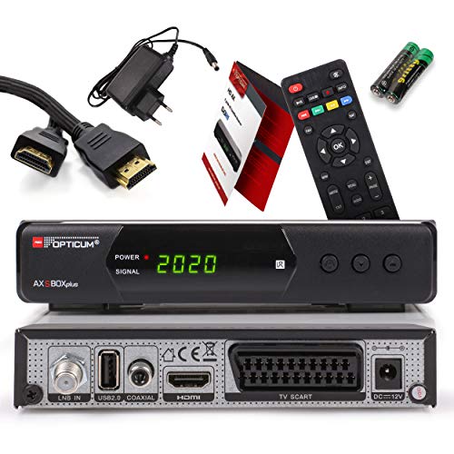 Opticum SBOX Plus HDTV Sat-Receiver, Mediaplayer, 1080P Full-HD Digital Mini TV-Receiver für Satelliten, HDMI, SCART, UNICABLE, COAXIAL, USB, DVB-S DVB-S2, 12-Volt Anschluß, mit Anadol HDMI Kabel von Anadol