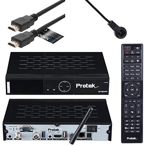 Protek X2 4K UHD Combo Receiver - E2 Linux - 1x DVB-S2 + 1x DVB-C/T2 Tuner - WiFi, Infrarot Empfänger, USB 2.0 & 3.0, HDTV, 2160p, H.265, HDR + Anadol HDMI Kabel [Astra & Hotbird vorprogrammiert] von Anadol