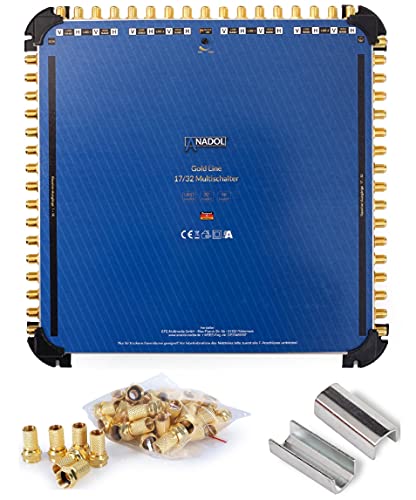 [Test 2X SEHR GUT*] Anadol Gold Line 17/32 Multischalter - für 4 Satelliten & 32 Teilnehmer - Sat Switch, sparsam Multiswitch - Digital, 4K UHD, externes Netzteil + Aufdrehhilfe + 49 F-Stecker von Anadol