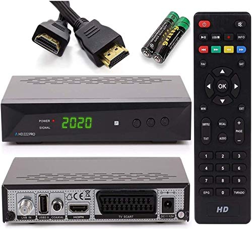 [Test GUT *] Anadol HD 222 PRO Sat Receiver - digital für Satellitenschüssel - mit AAC-LC Audio, PVR Aufnahmefunktion & Timeshift - UNICABLE, HDMI HDTV SCART, Astra Hotbird vorsortiert + HDMI Kabel von Anadol