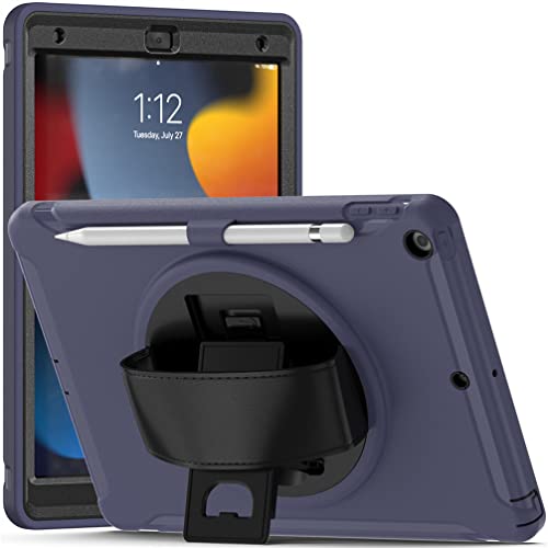 Schutzhülle für iPad 9/8/7 (10,2 Zoll Modell 2021/2020/2019 9th/8th/7th Generation), mit Stifthalter, stoßfester Schutzhülle, tiefblau von Anatch
