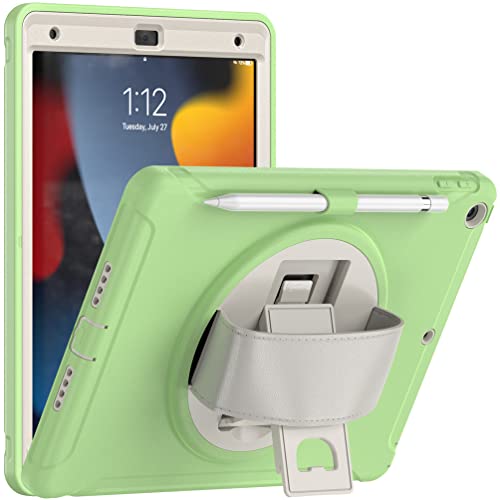 Schutzhülle für iPad 9. / 8. / 7. Generation, robuste, stoßfeste Schutzhülle mit integriertem Ständer für iPad 10,2 Zoll 2021/2020/2019, Matcha-Grün von Anatch