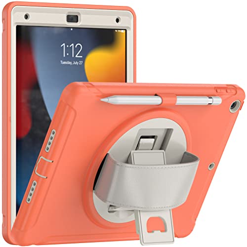 Schutzhülle für iPad 9. / 8. / 7. Generation, robuste, stoßfeste Schutzhülle mit integriertem Ständer für iPad 10,2 Zoll 2021/2020/2019, Orange von Anatch