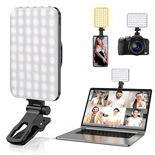 Selfie-Licht, 60 LED 2200mAh wiederaufladbares Handy-Fülllicht 7 Modi, 10-stufige Helligkeit, tragbares Clip-On-Licht für Telefon/Tablet/Laptop, Zoom Call Vlog Make-up TikTok Video Fülllicht von Anautin