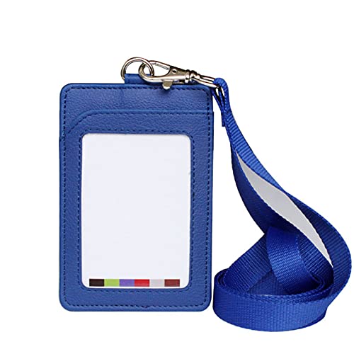 Anawakia Ausweishalter Kartenhülle Vertikale Ausweishülle Namensschild Kunstleder Kartenhalter Ausweishülle Kartenhalter ID Abzeichen Halter mit abnehmbarem Hals Lanyard (Blau,5 pcs) von Anawakia
