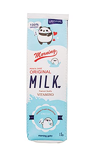 Anawakia Cartoon Milch Schreibwaren Tasche Karikatur Simulation Milch Kartons Bleistift Kasten Spaß Studenten Mäppchen Milchkiste Form (Blau) von Anawakia