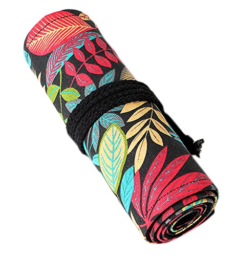 Anawakia Wrap Leinwand Stifterolle Bleistift Wrap Tragbar Stifterolle Bleistifthalter Reise Stiftehalter Buntstifte Federmäppchen Roll-up Mäppchen Tasche Organizer (Blätter,48 Slots) von Anawakia