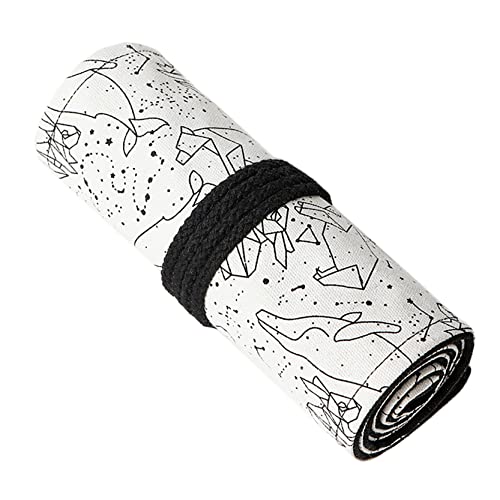 Anawakia Wrap Leinwand Stifterolle Bleistift Wrap Tragbar Stifterolle Bleistifthalter Reise Stiftehalter Buntstifte Federmäppchen Roll-up Mäppchen Tasche Organizer (Konstellation,24 Slots) von Anawakia