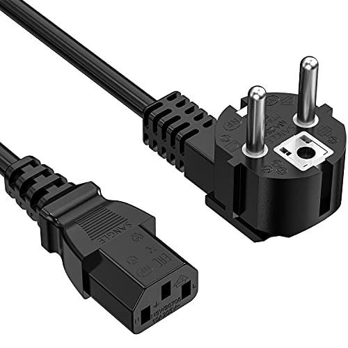 1m Kaltgerätekabel Netzkabel Stromkabel für PC, Ancable Schutzkontakt Stecker Typ F (CEE 7/4) Kaltgerätekupplung C13 Buchse PC Computer Monitor Drucker Beamer von Ancable