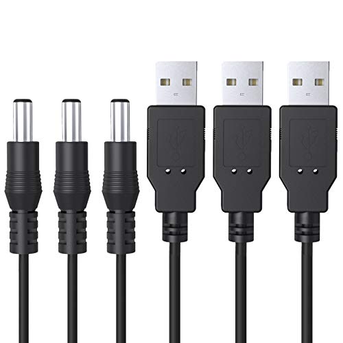 Ancable 3 Stück Netzkabel USB auf DC-Hohlstecker 5V Kabel 1M, 5,5 x 2,1 mm DC Stromkabel Adapterkabel für Mini-Lautsprecher,USB Hub,USB Fan,LED Lamp,Musicman,Razor von Ancable