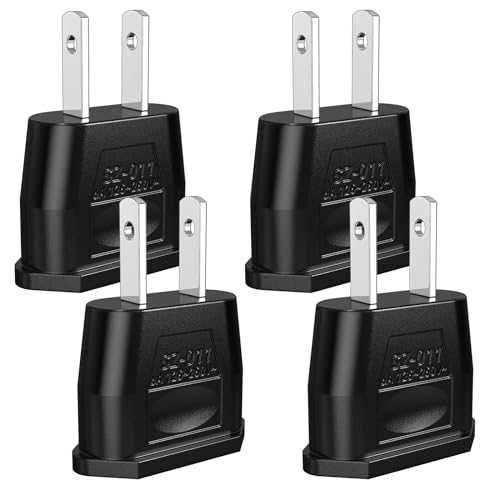 Ancable 4 Stück Reiseadapter Typ A, EU to US Adapter, Deutschland auf USA Steckdosenadapter, Schwarz Universal Stromadapter für Amerika/Kanada/Mexiko/Japan/China von Ancable