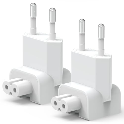 Ancable EU Stecker Adapter für Apple Netzteil, 2PCS Ladegeräte Power Adapter Kompatibel mit iPad, iPhone, MacBook - Ersatznetzteilstecker mit Kurzschlussschutz von Ancable