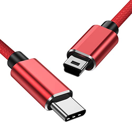 Ancable Mini-USB auf Typ C Kabel, 91 cm, USB Typ C auf Mini 5-poliges Kabel, Ladekabel, unterstützt Synchronisation von Daten für Digitalkamera, MP3-Player, GPS-Empfänger und mehr Mini B Geräte – Rot von Ancable