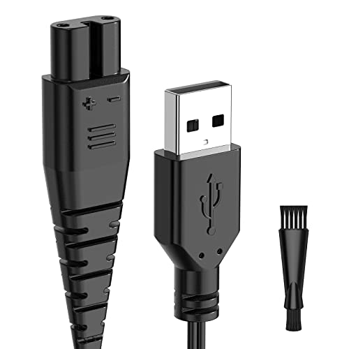 Ancable USB Ladekabel mit kleiner Bürste, Ersatzkabel Rasierer kabel kompatibel mit Hatteker RFC 690 692 588 598 696 9598 7568 Bartschneider Haarschneidemaschine (1Ladekabel+Bürste) von Ancable