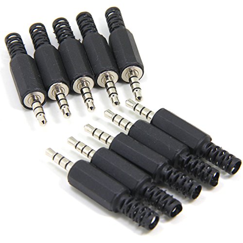Ancable Ersatz 10-Stück TRRS-Stecker 4-polig 3,5 mm Männlich Lötmittel DIY Audio-Kabelanschluss für die Reparatur von Kopfhörern Headset von Ancable