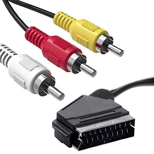 Scart-Stecker auf 3 Cinch-Stecker 1,5 m, Aancable Scart auf Cinch kabel, umschaltbar, Audio-/Video-AV-Adapterkabel, Composite-AV-Anschlusskabel, Adapter-Wechsler, Audio/Video für TV, DVD, VCR von Ancable