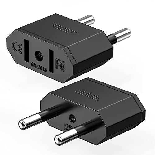 US to EU Adapter, Reisestecker auf EU, 2 Pin Ancable Deutschland Europ Amerika Kanada Mexiko Spanien Ägypten Stecker Konverte für Geräte mit USA-Netzteil (Schwarz-2 Stück) von Ancable