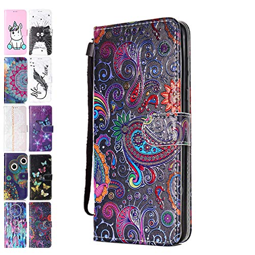Ancase Handyhülle für Samsung Galaxy S6 Edge Hülle Bunte Spitze Muster Lederhülle Flip Case Cover Schutzhülle mit Kartenfach Ledertasche für Mädchen Damen von Ancase