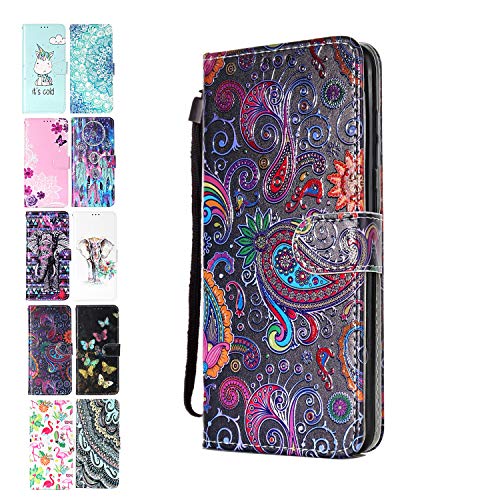 Ancase Lederhülle kompatibel für Samsung Galaxy S7 Hülle Bunte Spitze Muster Handyhülle Flip Case Cover Schutzhülle mit Kartenfach Leder Tasche für Mädchen Damen von Ancase