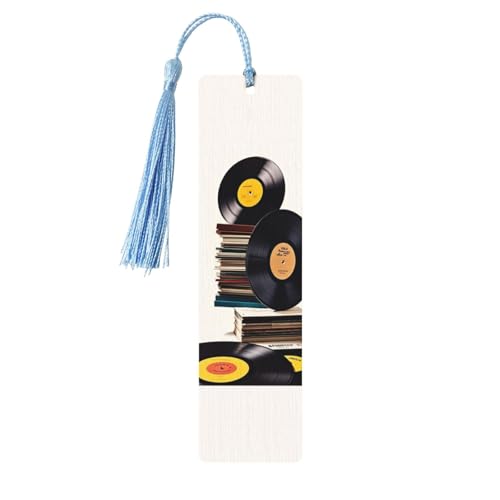 Lesezeichen aus Holz mit himmelblauen Quasten und Vinyl-Schallplatten und Kassetten, handgefertigt, doppelseitig bedruckt, Lesezeichen, Seitenmarkierungen, Buchzubehör, Geschenk für Buchliebhaber, Fra Lesezeichen aus Holz mit himmelblauen Quasten und Vinyl-Schallplatten und Kassetten, handgefertigt, doppelseitig bedruckt, Lesezeichen, Seitenmarkierungen, Buchzubehör, Geschenk für Buchliebhaber, Fra von Anceky
