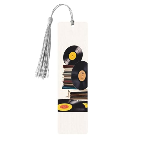 Vinyl-Schallplatten und Kassetten, Lesezeichen aus Holz mit grauen Quasten, handgefertigt, doppelseitig bedruckt, Lesezeichen, Seitenmarkierungen, Buchzubehör, Geschenk für Buchliebhaber, Frauen und M Vinyl-Schallplatten und Kassetten, Lesezeichen aus Holz mit grauen Quasten, handgefertigt, doppelseitig bedruckt, Lesezeichen, Seitenmarkierungen, Buchzubehör, Geschenk für Buchliebhaber, Frauen und M von Anceky