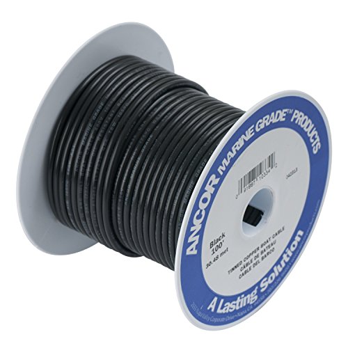 Ancor Primärkabel und Batteriekabel in Marinequalität, Schwarz, 91,4 m, 1 AWG) von Ancor