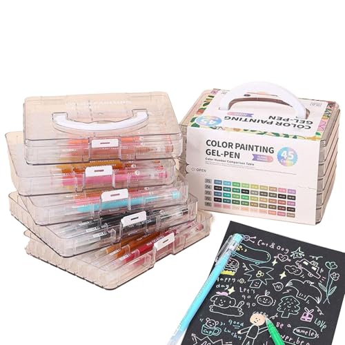 Ancsttu Gelstifte Set, Gelschreiber Mit Farbtinte Und Aufbewahrungsbox Multicolor Gel Stift, Gel Tintenstifte Set Für Kinder Zeichnen Kritzeln Journaling Kunst von Ancsttu