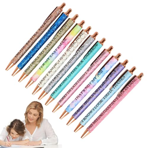 Ancsttu Lustige Stifte für Erwachsene, Stifte lustig - Tragbarer Signaturstift -Set von 12 - Schnelltrocknende Schreibwerkzeuge für den Besprechungsraum im Klassenzimmer, Schreibwarenbedarf Ancsttu Lustige Stifte für Erwachsene, Stifte lustig - Tragbarer Signaturstift -Set von 12 - Schnelltrocknende Schreibwerkzeuge für den Besprechungsraum im Klassenzimmer, Schreibwarenbedarf von Ancsttu