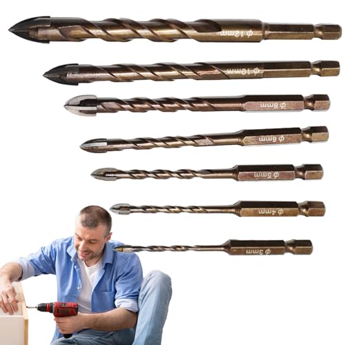 Ancsttu Mauerwerk-Bohrer-Set,Mauerwerk Steinbohrer | 7er-Set Hochleistungs-Hammerbohrer Mit Präzisionsspitze Für Granit Marmor Porzellan Keramik Glas von Ancsttu