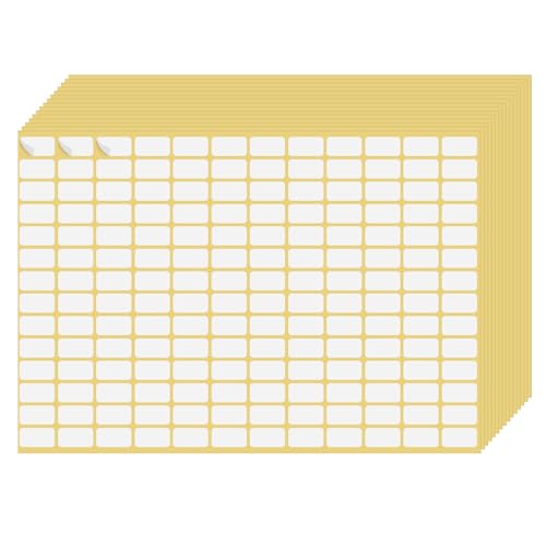 Andibro weiße Etiketten Aufkleber, 2520 Stück 9 * 16mm abnehmbare rechteckige Etiketten kleine Klebeetiketten blanko selbstklebende Etiketten beschreibbare für Umschläge Gläser Boxen 15 Blatt von Andibro
