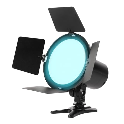 Andoer 10W LED Videoleuchte Studiolicht, 3200K–5600K Dimmbar Fotografie-Licht 5 Szeneneffekte mit Metall-Barndoors, Kaltschuhmontage-Fernbedienung, unterstützt DC/NP-Serie, batteriebetrieben von Andoer