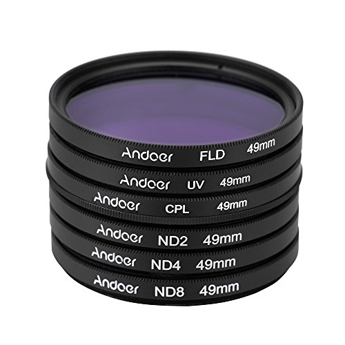 Andoer 49mm UV + CPL + FLD + ND(ND2 ND4 ND8) Fotografie Filter Kit Set UV Circular Polfilter Fluoreszierende Graufilter Filter für Canon Nikon Sony Pentax DSLR-Kameras von Andoer