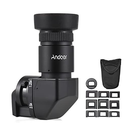 Andoer Andoer Kamera Sucher Vergrößerung 1,25X / 2,5X Rechtwinkliger Sucher mit 10 Montageadaptern Ersatz für Canon Nikon Pentax Olympus Leica Fujifilm DSLR Kamera von Andoer