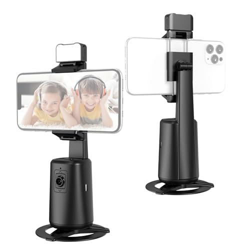 Andoer Auto Face Tracking Stativ Auto-Tracking Telefonhalter Desktop Selfie Gimbal Ständer 360° Drehbar 0,218 kg Tragfähigkeit mit LED Fülllicht & 1/4 Zoll Schraube für Vlog Live Streaming von Andoer