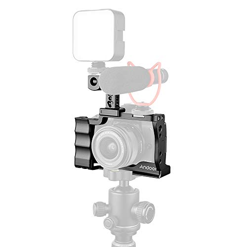 Andoer Camera Cage Kit, Camera Rig mit Oberer Griff Aluminiumlegierung mit Kaltschuhhalterung Kompatibel mit Canon EOS M50 DSLR Kamera von Andoer