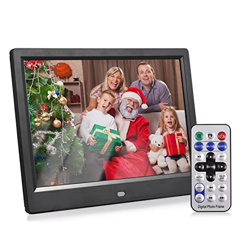 Andoer Digitaler Bilderrahmen mit 25,6 cm (10,1 Zoll), digitaler Rahmen 1280 x 800, kompatibel mit Foto/Video/Musik/Uhr/Kalenderfunktion, mit Halterung auf der Rückseite mit Fernbedienung von Andoer