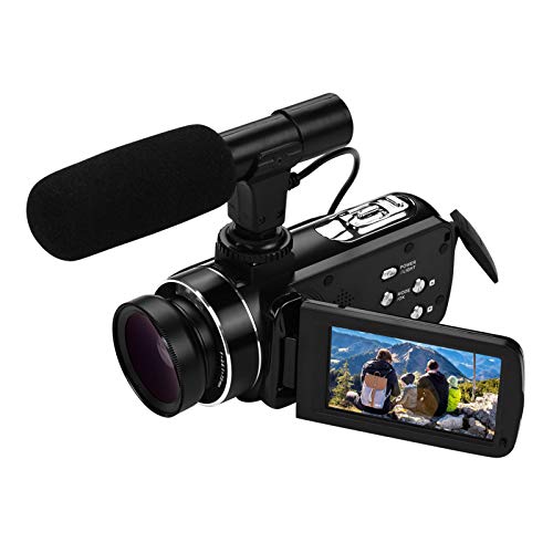 Andoer Digitaler Camcorder 4K Handheld DV mit Weitwinkelobjektiv 0,45 x mit Stereo-Mikrofon für Hotspot, 7,6 cm (3 Zoll) IPS-Monitor von Andoer