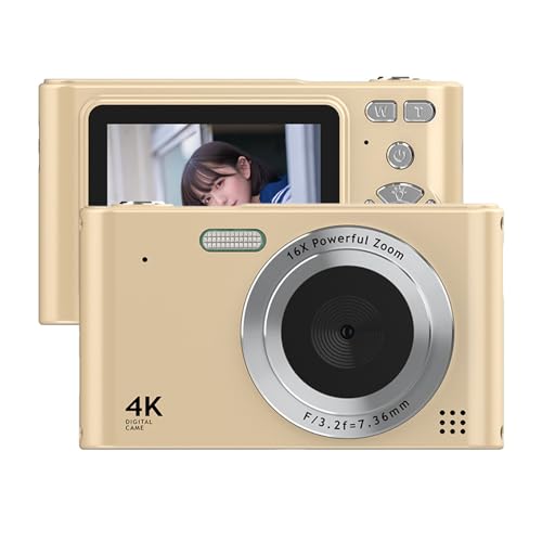 Andoer Digitalkamera, 4K 48MP Kompaktkamera Fotokamera 2,4", Vlogging Kamera mit 16X Digitalzoom, eingebauter Blitz, Akku, Tragbare Digitalkamera für Kinder Teenager Anfänger Erwachsene von Andoer