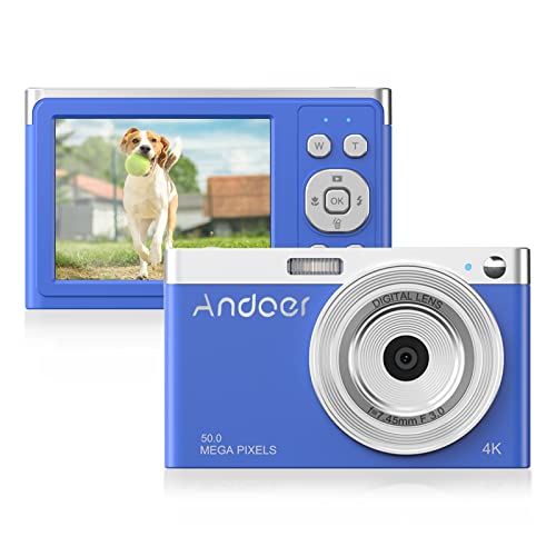 Andoer Digitalkamera, Fotokamera Autofokus 16× Digitalzoom IPS-Bildschirm Kompaktkamera Fotoapparat integrierter Blitz mit 2 Batterien für Kinder Jugendliche Anfänger Studenten Alten Mensch von Andoer