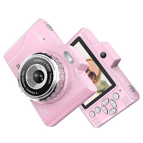 Andoer Digitalkamera,1080P 48MP Fotokamera Kompaktkamera Tragbare 2,8 Zoll Vlogging Kamera mit 8X Digitalzoom, Geschenk für Jungen, Mädchen, Kinder, Erwachsene, Teenager, Studenten, Rosa von Andoer